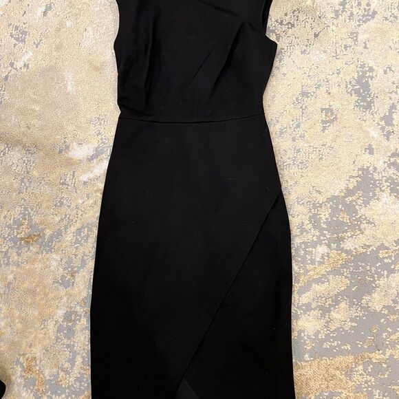 new banana republic black sleeveless asymmetrical top midi dress - Picture 3 of 6